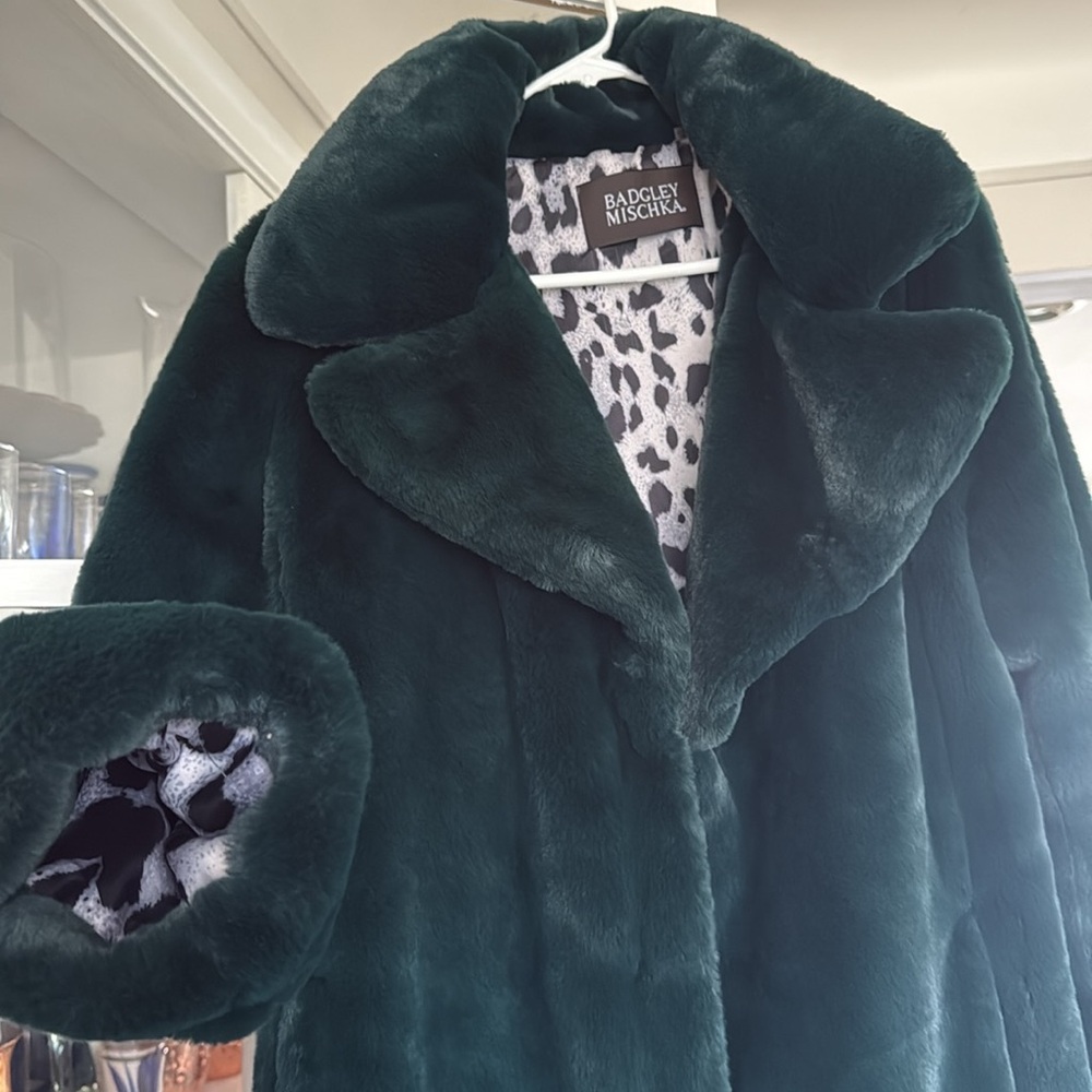 Badgley Mischka Green Teddy Faux Fur green Coat